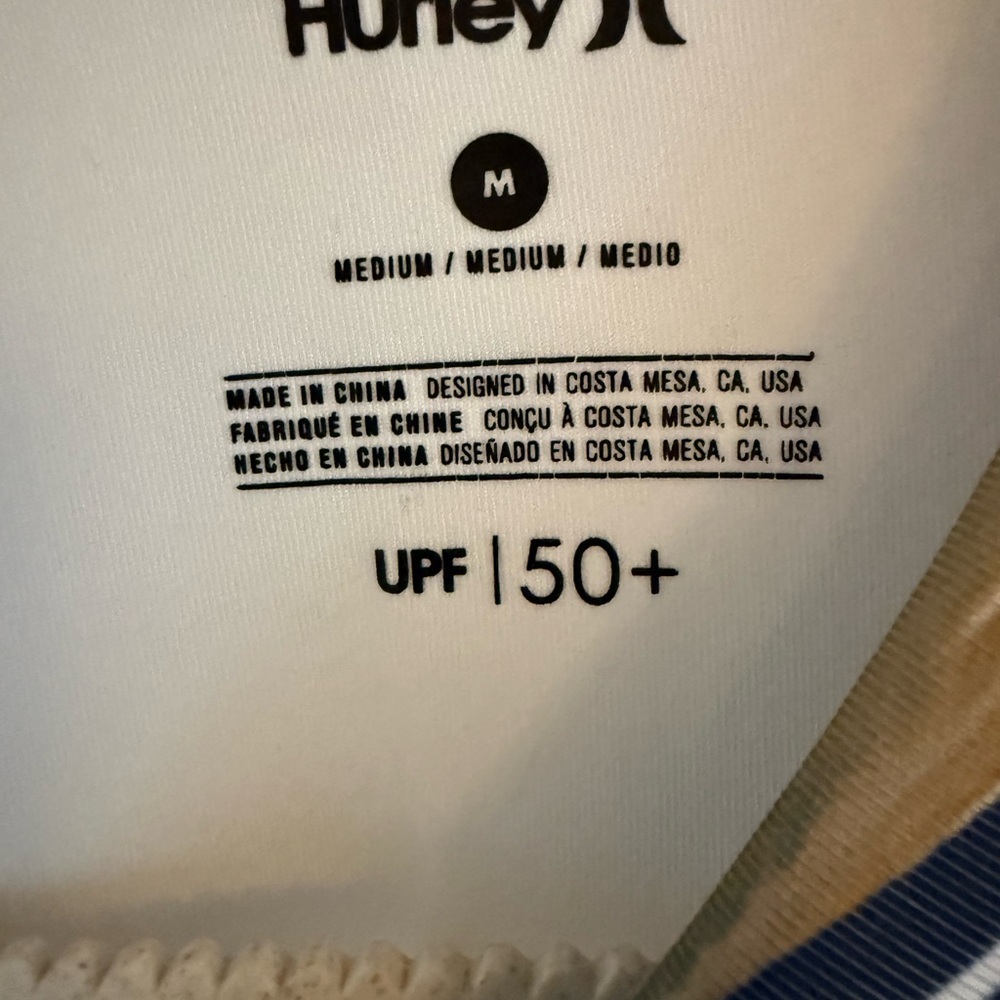 Hurley White Shirt with Blue and Tan Accents - Picture 3 of 4